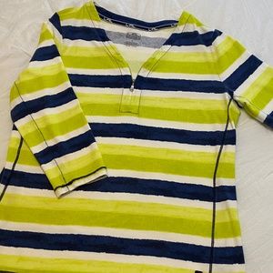 Ralph Lauren - Ladies Navy and green striped top - L
